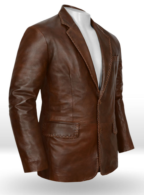 Spanish Brown Medieval Leather Blazer - Click Image to Close