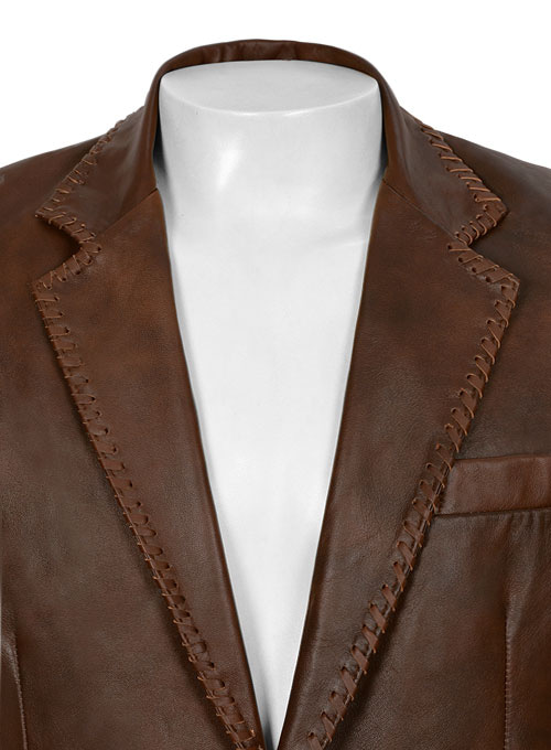 Spanish Brown Medieval Leather Blazer - Click Image to Close