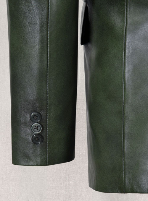 Spanish Green Leather Blazer - Click Image to Close