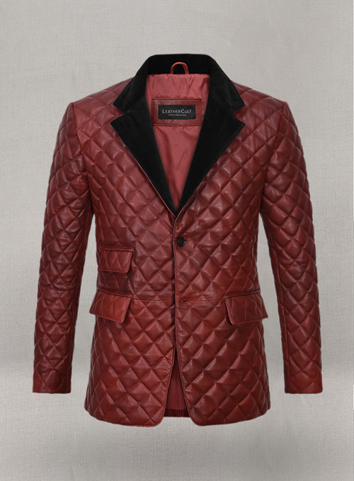 Spanish Red Bocelli Quilted Leather Blazer