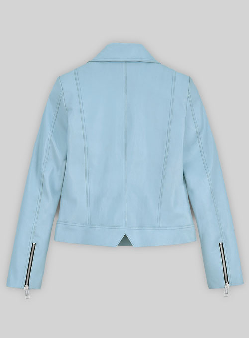 Spring Light Blue Stretch Leather Jacket # 213