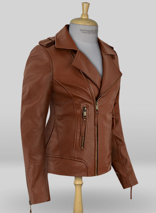Tan Brown Jennifer Aniston Leather Jacket - Click Image to Close