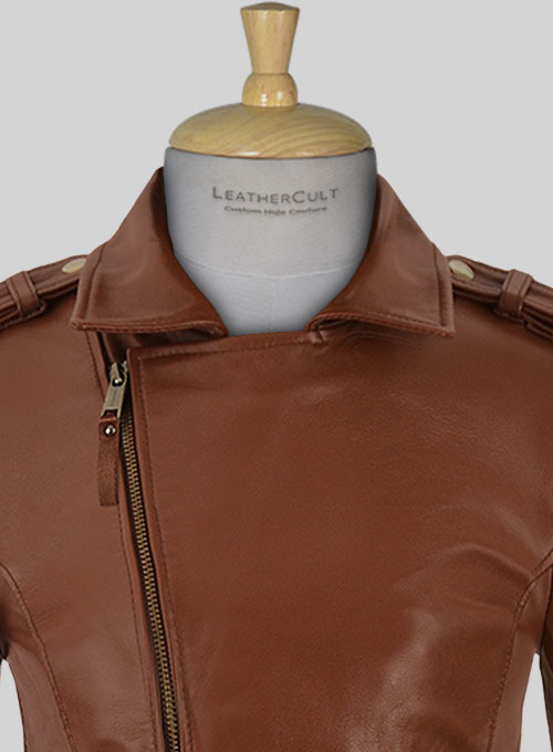 Tan Brown Jennifer Aniston Leather Jacket - Click Image to Close