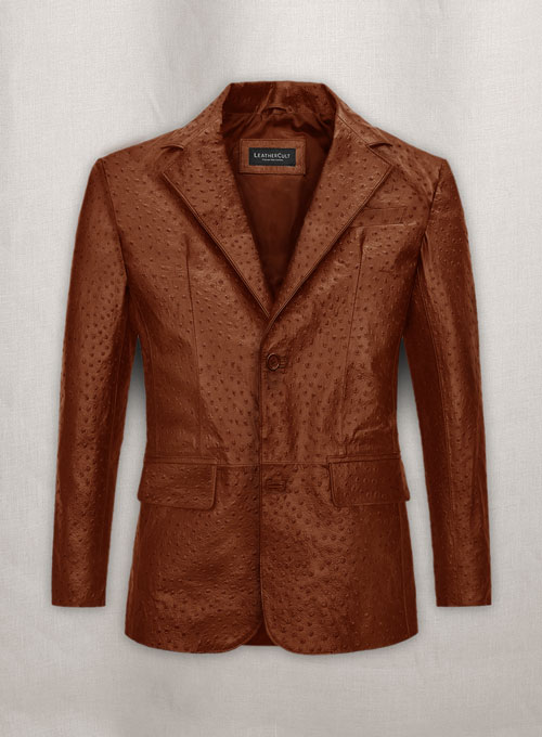 Tan Brown Ostrich Leather Blazer