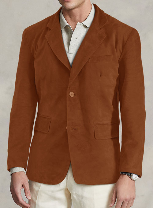 Tan Brown Suede Leather Blazer - Click Image to Close