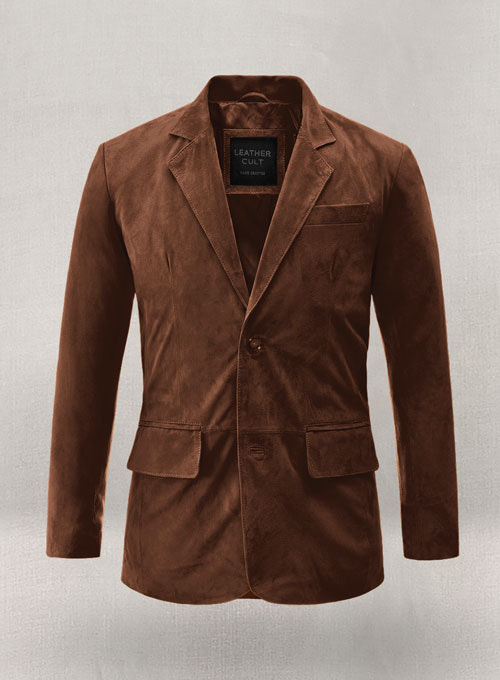 Tan Brown Suede Leather Blazer