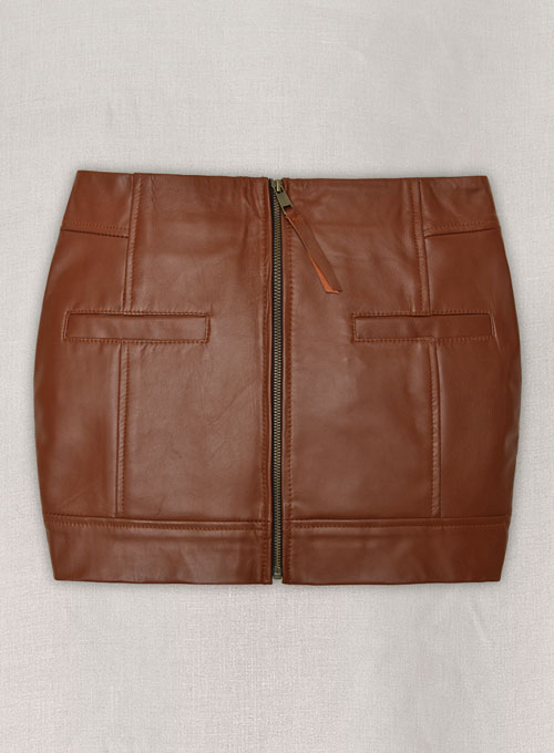 Tan Brown Vicious Leather Skirt # 483 - Click Image to Close