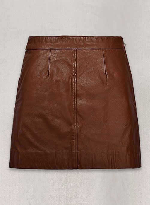 Tan Brown Washed and Wax Basic Leather Skirt # 153
