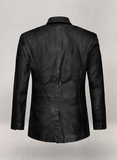 Thick Goat Black Washed & Wax Medieval Leather Blazer - Click Image to Close