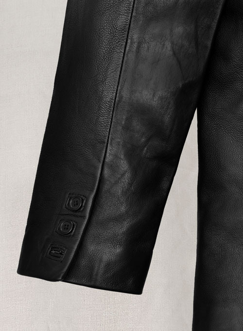 Thick Goat Black Washed & Wax Medieval Leather Blazer - Click Image to Close