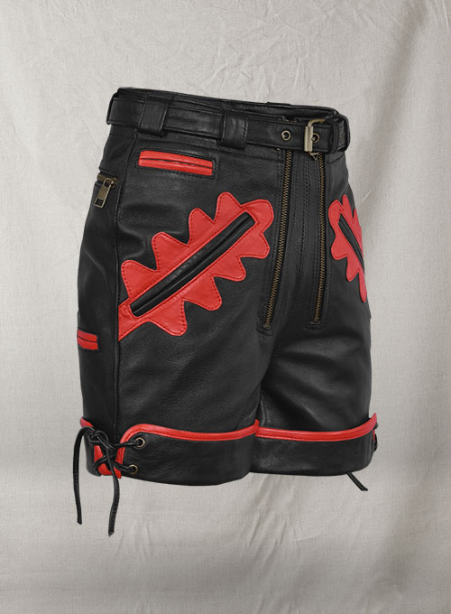 Thick Black Leather Cargo Shorts Style # 364