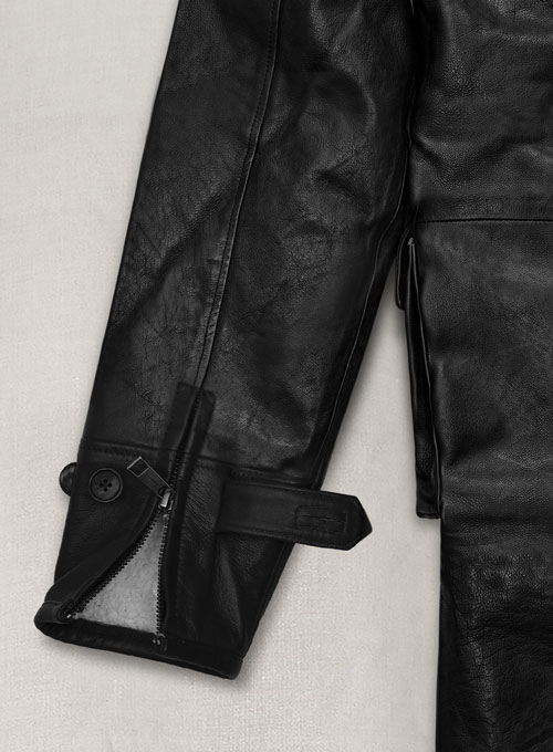 Thick Goat Black Washed & Wax Tom Hardy Leather Coat - Click Image to Close