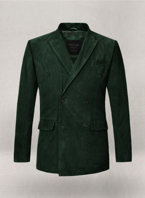 Timber Green Suede Double Breasted Blazer