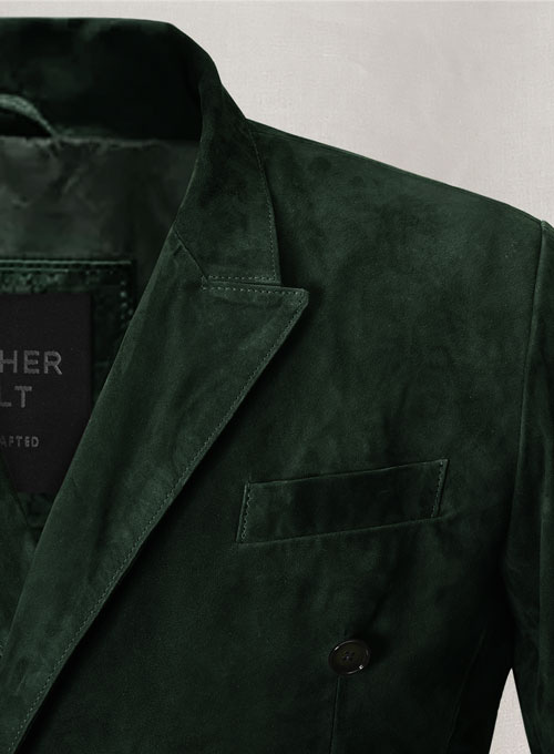 Timber Green Suede Double Breasted Blazer