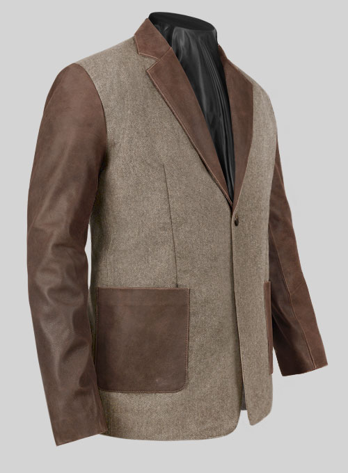 Tweed Leather Combo Blazer # 652 - Click Image to Close