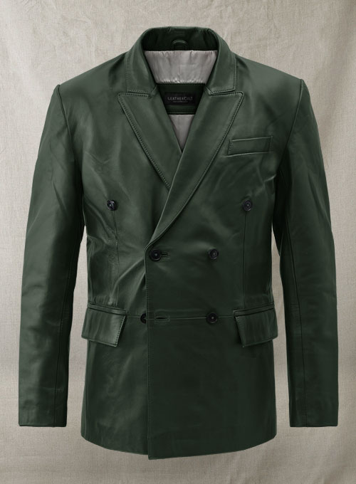 Vintage Green Leather Blazer