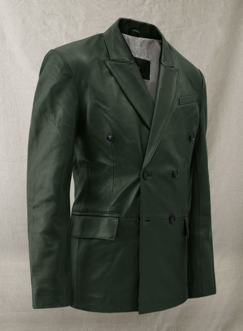 Vintage Green Leather Blazer