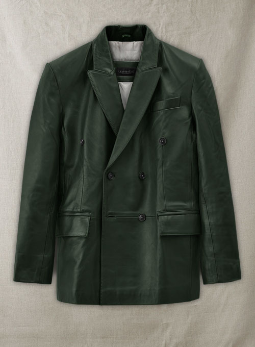 Vintage Green Leather Blazer