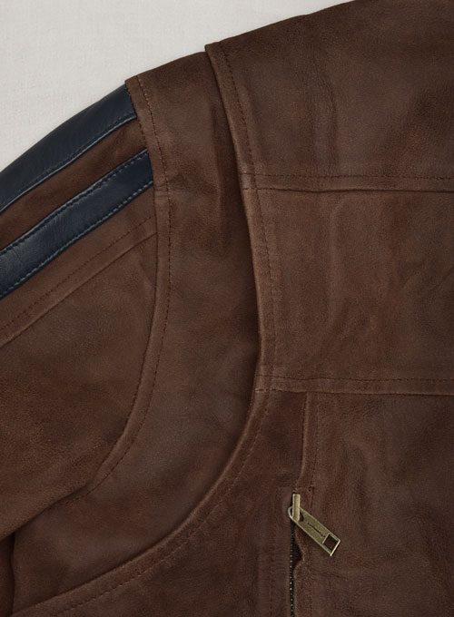 Vintage Brown Grain Robert Pattinson Leather Jacket #2