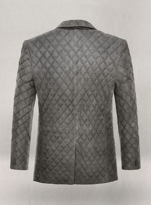 Vintage Dirty Gray Bocelli Quilted Leather Blazer - Click Image to Close