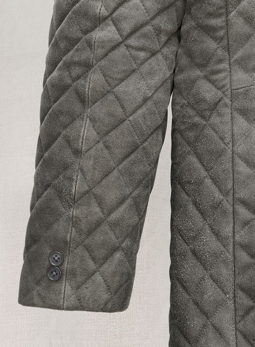 Vintage Dirty Gray Bocelli Quilted Leather Blazer - Click Image to Close