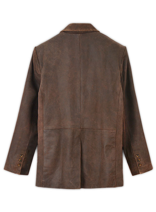 Vintage Brown Grain Medieval Leather Blazer - Click Image to Close