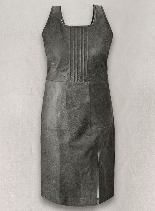 Vintage Dirty Gray Neve Campbell Leather Dress