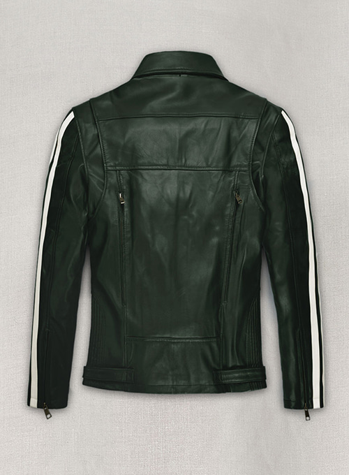 Vintage Green Robert Pattinson Leather Jacket #2