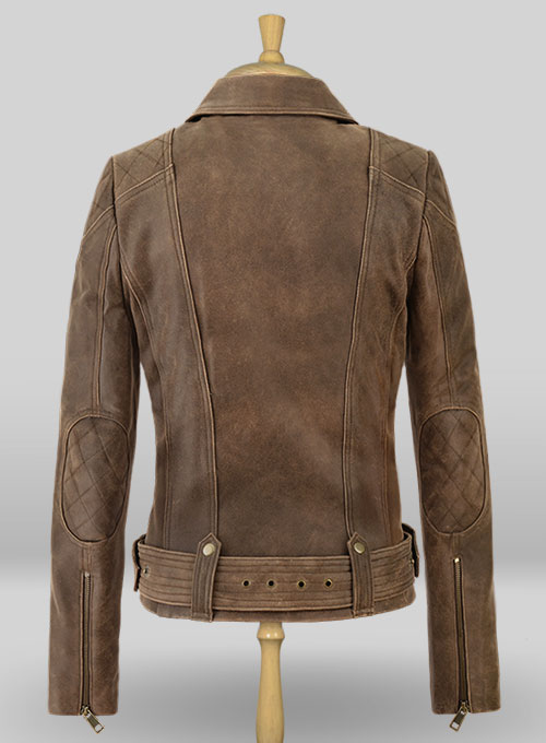 Vintage Gravel Brown Leather Jacket # 263 - Click Image to Close