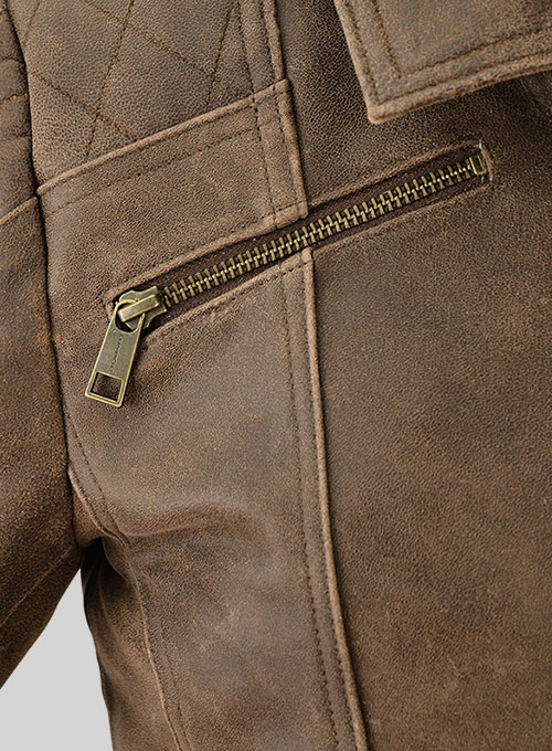 Vintage Gravel Brown Leather Jacket # 263 - Click Image to Close