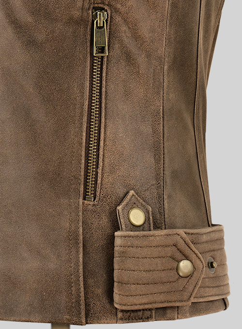 Vintage Gravel Brown Leather Jacket # 263 - Click Image to Close