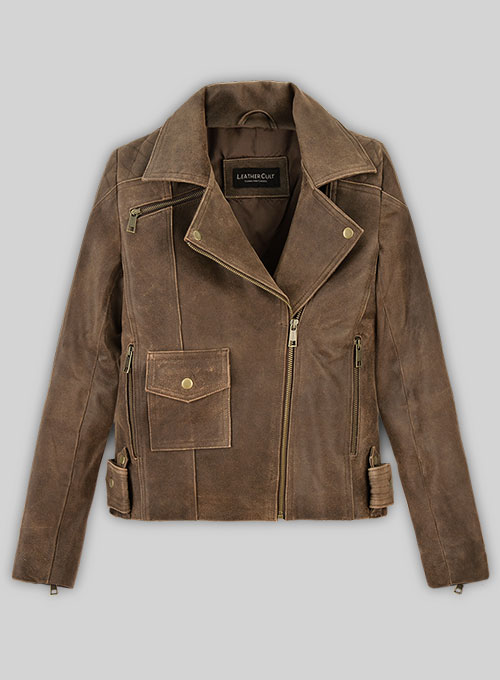 Vintage Gravel Brown Leather Jacket # 263 - Click Image to Close