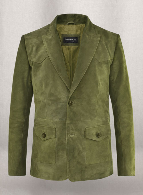 Woodland Green Suede Western Leather Blazer