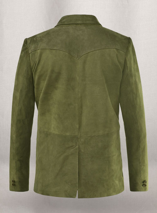 Woodland Green Suede Western Leather Blazer - Click Image to Close