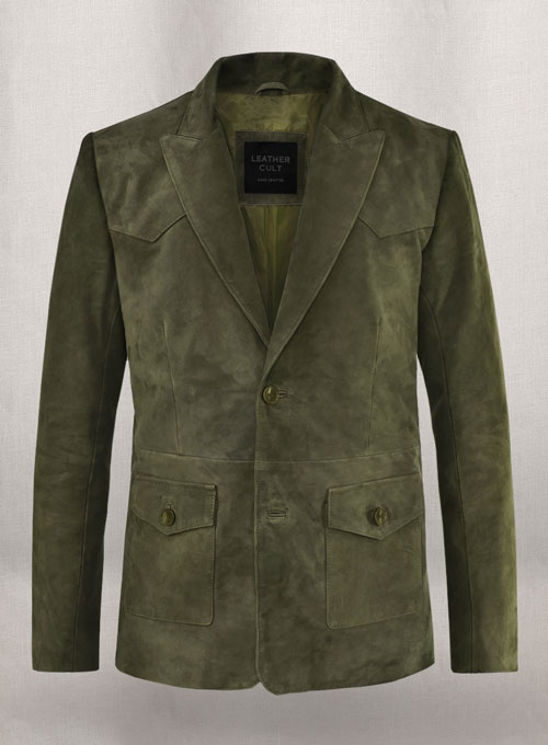 Woodland Green Suede Western Leather Blazer