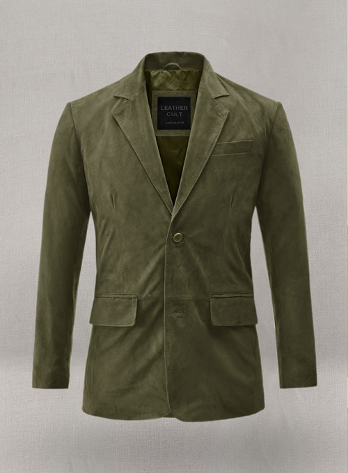 Woodland Green Suede Leather Blazer