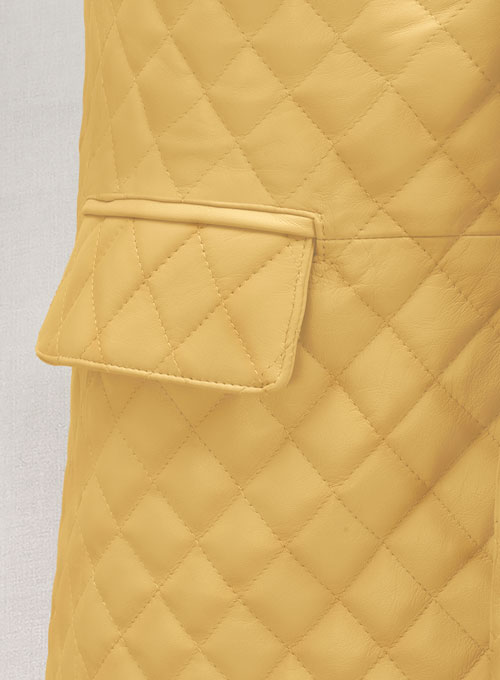 Yellow Bocelli Quilted Leather Blazer - Click Image to Close