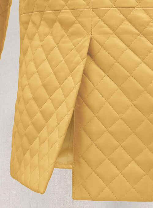 Yellow Bocelli Quilted Leather Blazer - Click Image to Close