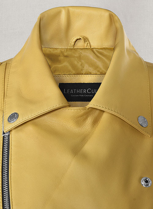 Yellow Rihanna Leather Jacket #1