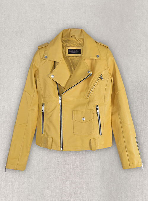 Yellow Rihanna Leather Jacket #1