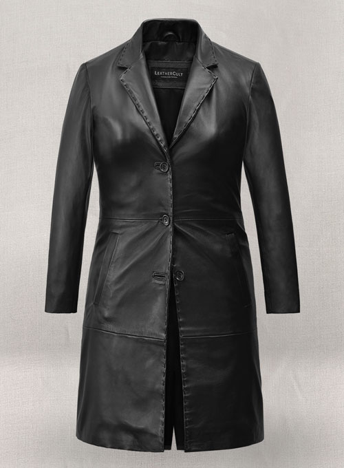 Zoe Kravitz Leather Long Coat - Click Image to Close