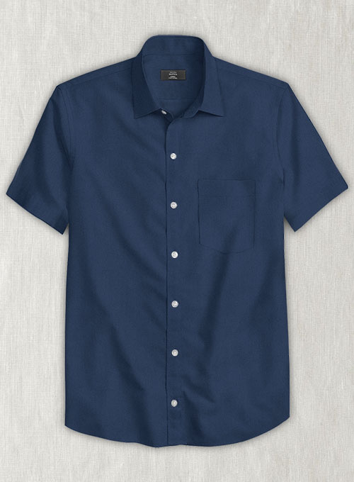 Air Blue Stretch Twill Shirt - Half Sleeves