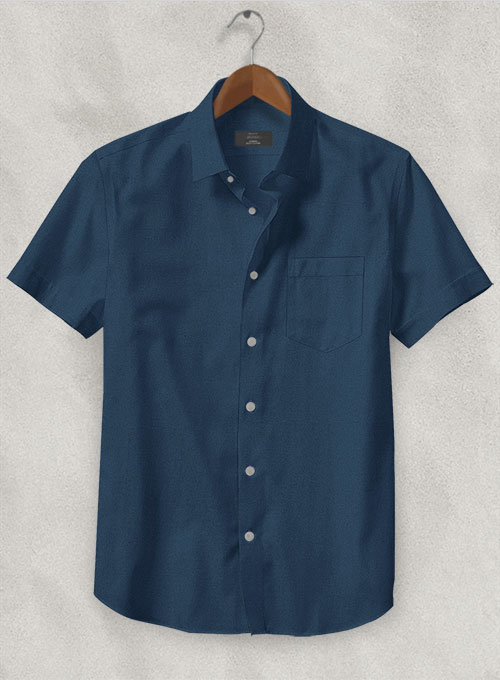 Air Blue Stretch Poplene Shirt - Half Sleeves