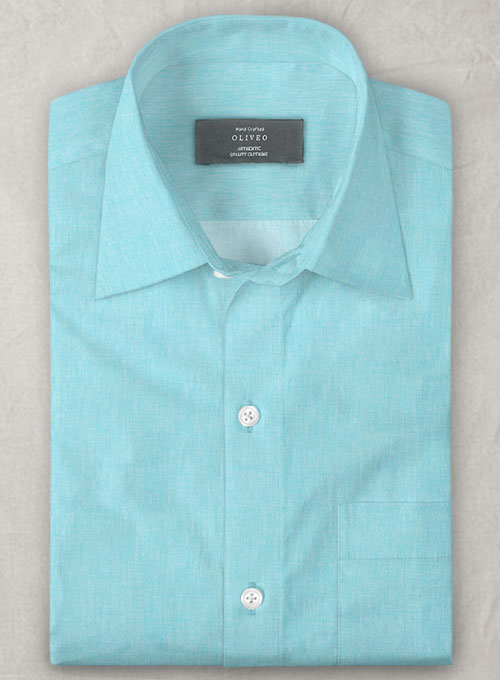 Aqua Blue Luxury Twill Shirt - Half Sleeves