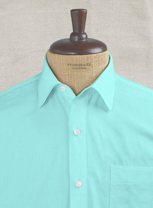 Aqua Blue Stretch Poplene Shirt - Half Sleeves