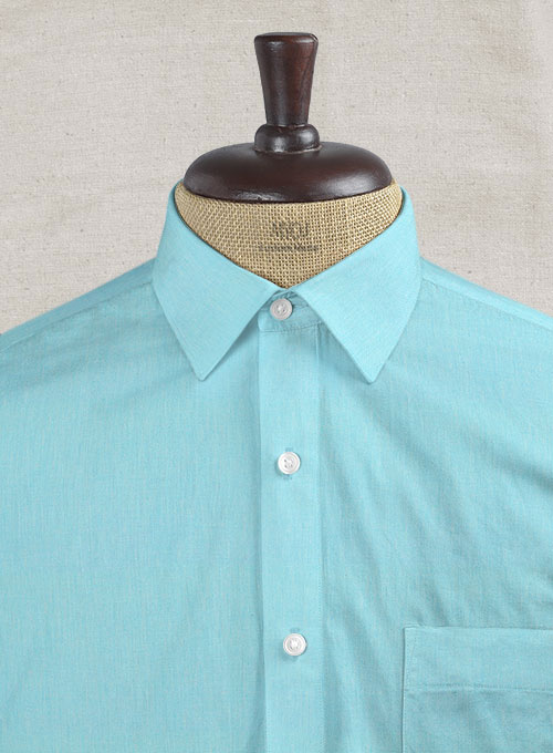 Aqua Blue Luxury Twill Shirt - Full Sleeves