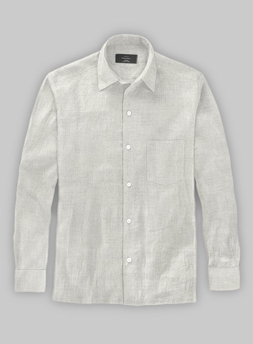 Barn Beige Cotton Linen Shirt - Full Sleeves - Click Image to Close