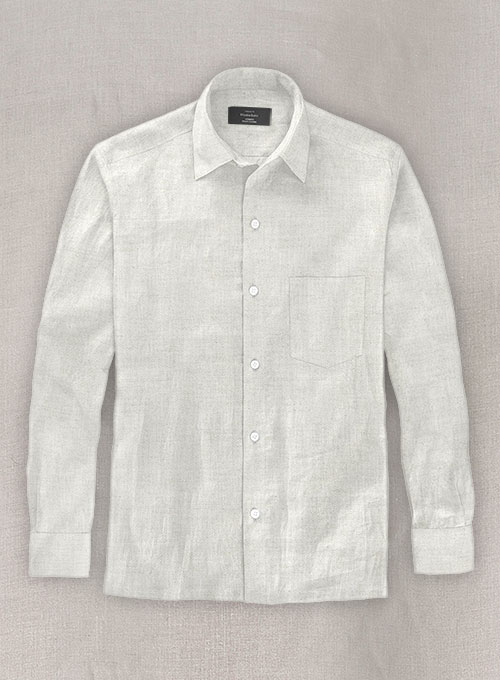 Barn Beige Cotton Linen Shirt - Full Sleeves - Click Image to Close