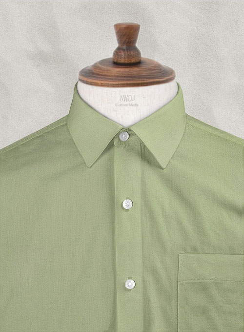 Basil Dust Stretch Poplene Shirt - Half Sleeves