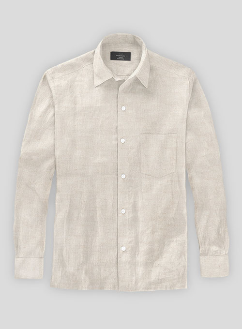 Beige Cotton Linen Shirt - Full Sleeves